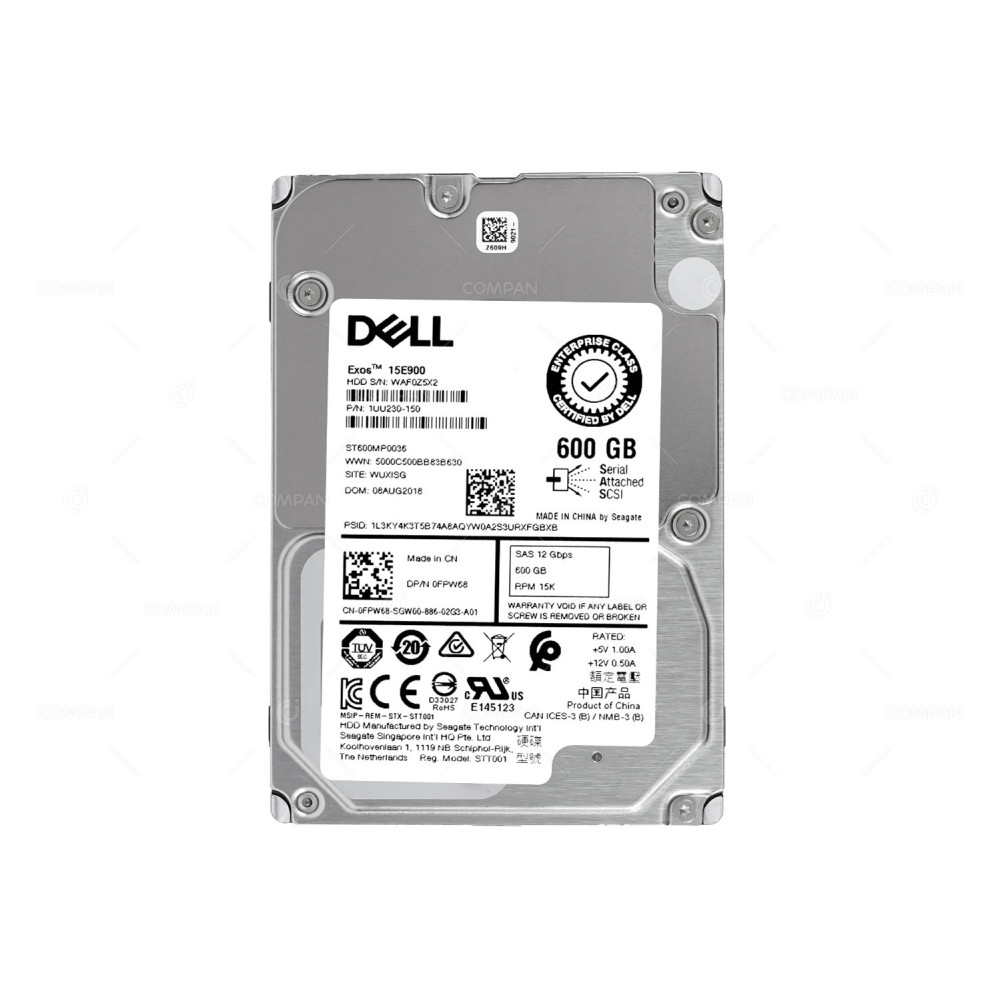 FPW68-NO-CADDY DELL HDD 600GB 15K SAS 12G 2.5" SFF HOT-SWAP